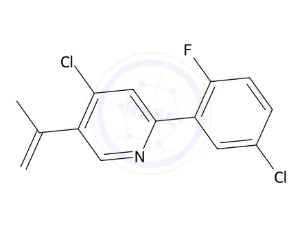 Chemical structure of 4-Chloro-2-(5-chloro-2-fluorophenyl)-5-(prop-1-en-2-yl)pyridine