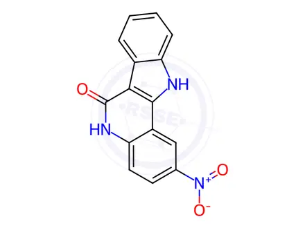 Chemical structure of 2-Nitro-5H-indolo[3,2-c]quinolin-6(11H)-one