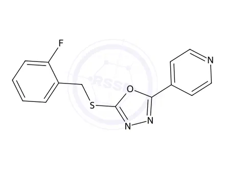 Chemical structure of 2-((2-Fluorobenzyl)thio)-5-(pyridin-4-yl)-1,3,4-oxadiazole