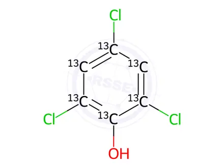 Chemical structure of 2,4,6-Trichlorophenol-[13C6]