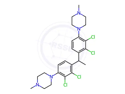 Chemical structure of 1,1'-[Ethylidenebis(2,3-dichloro-4,1-phenylene)]bis[4-methyl-piperazine