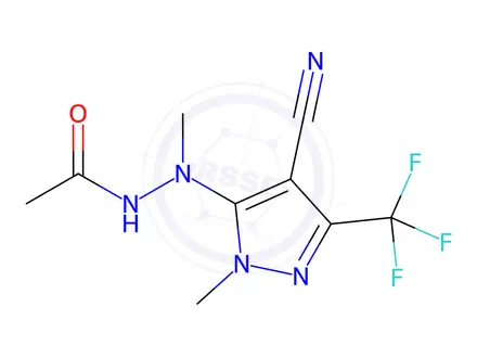 Chemical structure of N'-(4-cyano-1-methyl-3-(trifluoromethyl)-1H-pyrazol-5-yl)-N'-methylacetohydrazide