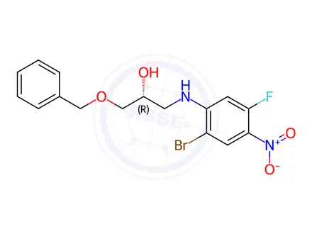 Chemical structure of (R)-1-(Benzyloxy)-3-((2-bromo-5-fluoro-4-nitrophenyl)amino)propan-2-ol