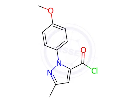Chemical structure of 2-(4-METHOXY-PHENYL)-5-METHYL-2H-PYRAZOLE-3-CARBONYL CHLORIDE