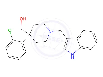 Chemical structure of (1-((1H-Indol-3-yl)methyl)-4-(2-chlorophenyl)piperidin-4-yl)methanol