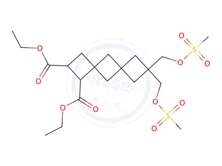 Chemical structure of diethyl 8,8-bis(mesyloxymethyl)dispiro(3.1.3.1)decane-2,3-dicarboxylate