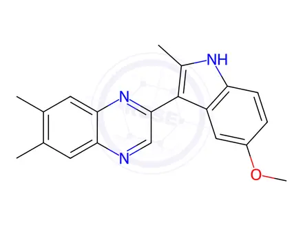 Chemical structure of 1314446-46-2 2-(5-Methoxy-2-methyl-1H-indol-3-yl)-6,7-dimethyl-quinoxaline
