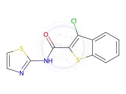 Chemical structure of 3-CHLORO-N-(1,3-THIAZOL-2-YL)-1-BENZOTHIOPHENE-2-CARBOXAMIDE