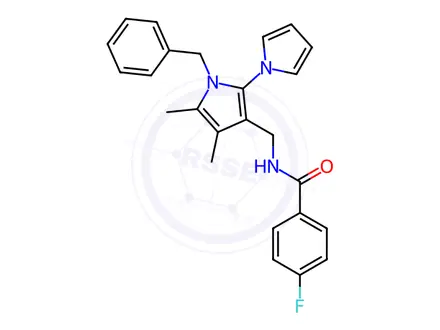 Chemical structure of N-((1'-benzyl-4',5'-dimethyl-1'H-[1,2'-bipyrrol]-3'-yl)methyl)-4-fluorobenzamide