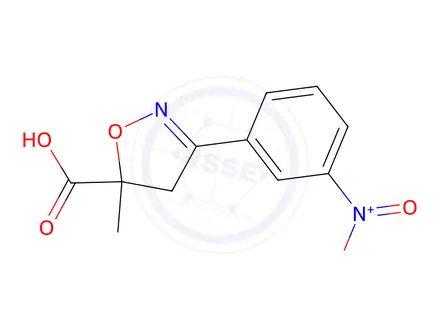 Chemical structure of 5-methyl-3-(3-nitrophenyl)-4,5-dihydro-1,2-oxazole-5-carboxylic acid