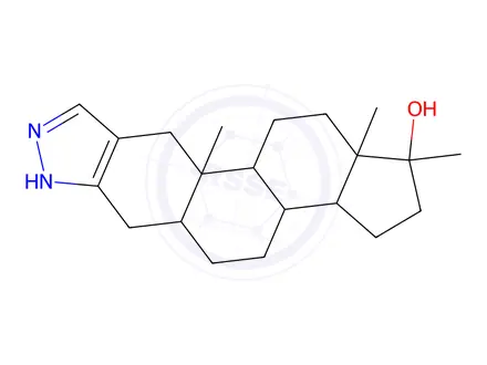 Chemical structure of 1H-Androstano3,2-cpyrazol-17-ol, 17-methyl-, (5.alpha.,17.beta.)-