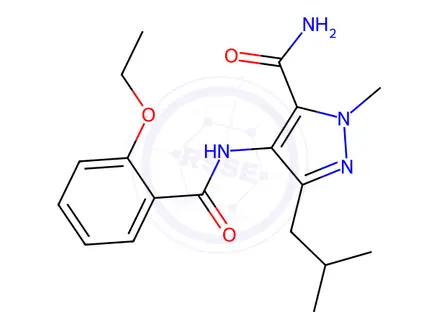 Chemical structure of 4-(2-Ethoxybenzamido)-3-isobutyl-1-methyl-1H-pyrazole-5-carboxamide