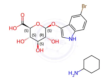 Chemical structure of 5-Bromo-3-indolyl Beta-D-glucuronide cyclohexylammonium