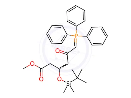 Chemical structure of 3-[[(1,1-Dimethylethyl)dimethylsilyl]oxy]-5-oxo-6-(triphenylphosphoranylidene)-hexanoic acid, methyl ester