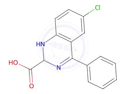 Chemical structure of 6-chloro-4-phenyl-1,2-dihydroquinazoline-2-carboxylic acid
