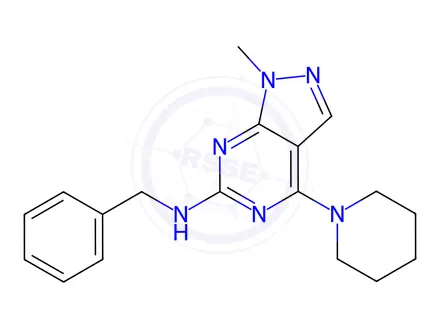 Chemical structure of N-Benzyl-1-methyl-4-(piperidin-1-yl)-1H-pyrazolo[3,4-d]pyrimidin-6-amine