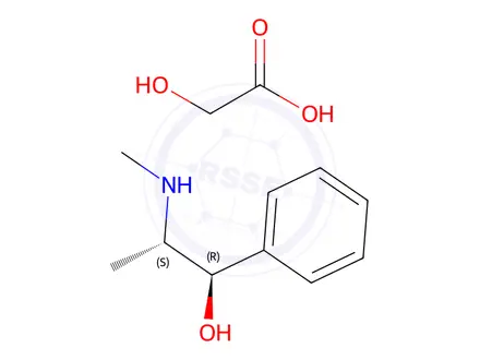 Chemical structure of (R)-glycolic acid, compound with [S-(R,S)]-2-(methylamino)-1-phenylpropanol(1:1)