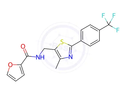Chemical structure of N-({4-methyl-2-[4-(trifluoromethyl)phenyl]-1,3-thiazol-5-yl}methyl)furan-2-carboxamide