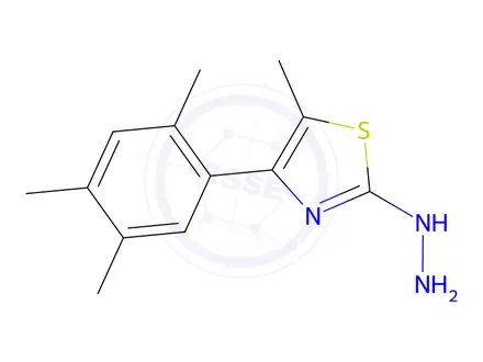 Chemical structure of 2-Hydrazinyl-5-methyl-4-(2,4,5-trimethylphenyl)thiazole