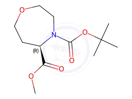 Chemical structure of O4-tert-butyl O5-methyl (5R)-1,4-oxazepane-4,5-dicarboxylate
