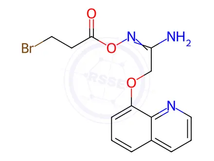 Chemical structure of N-((3-Bromopropanoyl)oxy)-2-(quinolin-8-yloxy)acetimidamide