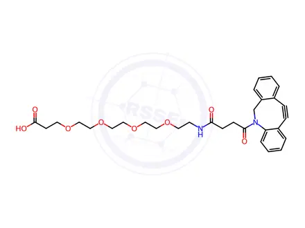 Chemical structure of 4,7,10,13-Tetraoxa-16-azaeicosanoic acid, 20-(11,12-didehydrodibenz[b,f]azocin-5(6H)-yl)-17,20-dioxo