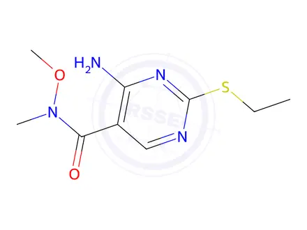 Chemical structure of 4-Amino-2-(ethylthio)-n-methoxy-n-methyl-5-pyrimidinecarboxamide