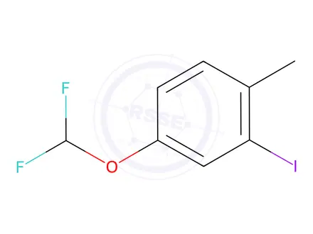 Chemical structure of Benzene, 4-(difluoromethoxy)-2-iodo-1-methyl-