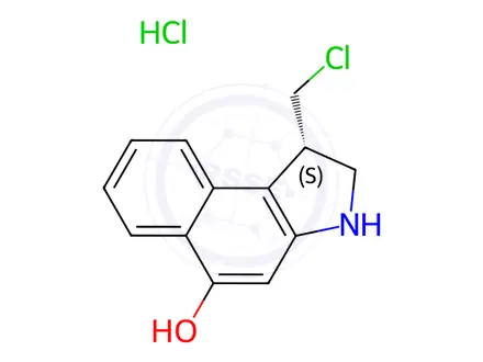 Chemical structure of (1S)-1-(chloromethyl)-1H,2H,3H-benzo[e]indol-5-ol hydrochloride