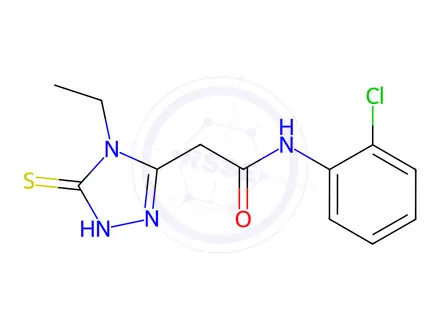 Chemical structure of N-(2-Chloro-phenyl)-2-(4-ethyl-5-mercapto-4H-[1,2,4]triazol-3-yl)-acetamide