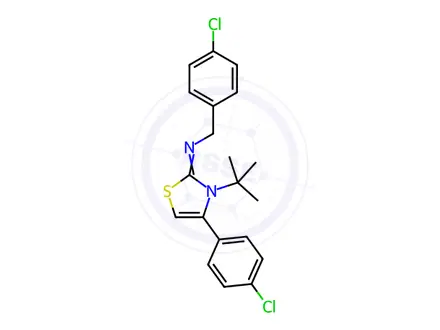 Chemical structure of N-[(2Z)-3-tert-Butyl-4-(4-chlorophenyl)-2,3-dihydro-1,3-thiazol-2-ylidene]-1-(4-chlorophenyl)methanamine