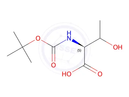 Chemical structure of (2S)-2-((tert-Butoxycarbonyl)amino)-3-hydroxybutanoic acid