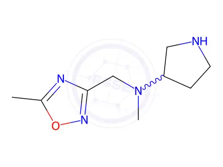 Chemical structure of n-Methyl-N-((5-methyl-1,2,4-oxadiazol-3-yl)methyl)pyrrolidin-3-amine