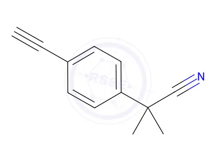Chemical structure of 2-(4-Ethynylphenyl)-2-methylpropanenitrile