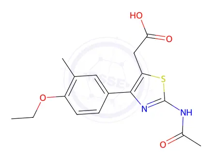 Chemical structure of 2-(2-Acetamido-4-(4-ethoxy-3-methylphenyl)thiazol-5-yl)acetic acid