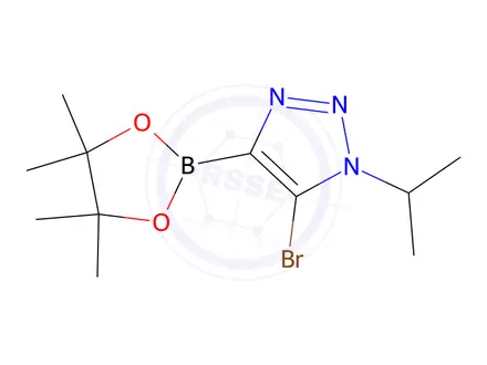 Chemical structure of 5-bromo-1-(propan-2-yl)-4-(4,4,5,5-tetramethyl-1,3,2-dioxaborolan-2-yl)-1H-1,2,3-triazole