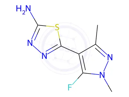 Chemical structure of 5-(5-fluoro-1,3-dimethyl-1H-pyrazol-4-yl)-1,3,4-thiadiazol-2-amine