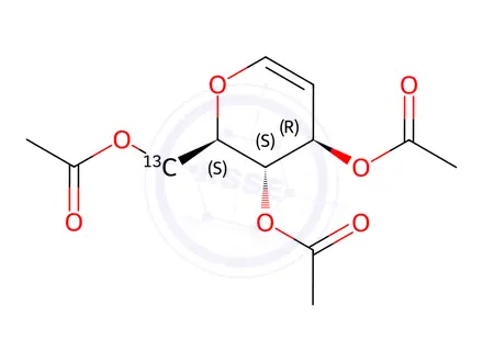 Chemical structure of tri-O-acetyl-D-[6-13C]glucal
