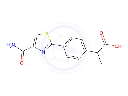 Chemical structure of α-Methyl-4-(4-carbamoyl-2-thiazolyl)benzeneacetic acid