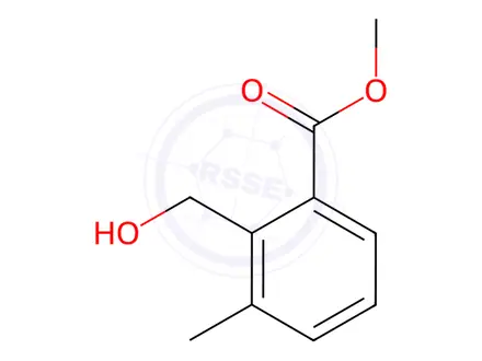 Chemical structure of Benzoic acid, 2-(hydroxymethyl)-3-methyl-, methyl ester