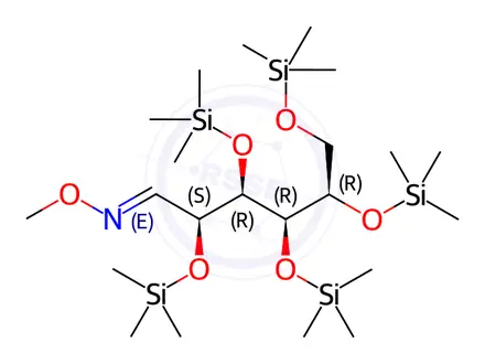 Chemical structure of 2-O,3-O,4-O,5-O,6-O-Pentakis(trimethylsilyl)-D-glucose O-methyl oxime