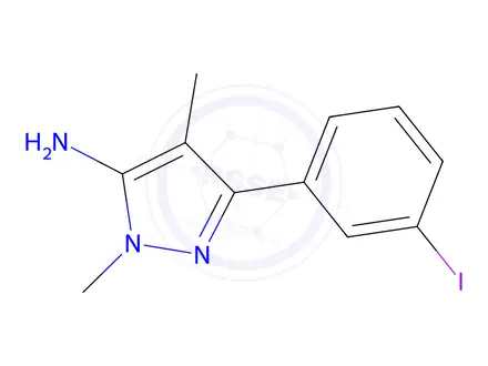 Chemical structure of 3-(3-Iodophenyl)-1,4-dimethyl-1h-pyrazol-5-amine