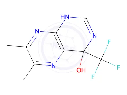 Chemical structure of 3,4-Dihydro-6,7-dimethyl-4-(trifluoromethyl)-4-pteridinol