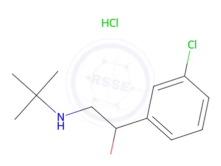Chemical structure of 2-(tert-butylamino)-1-(3-chlorophenyl)ethanol hydrochloride