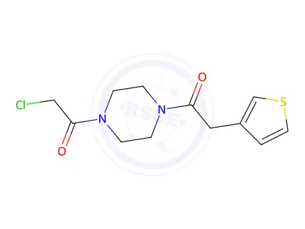 Chemical structure of 2-Chloro-1-(4-(2-(thiophen-3-yl)acetyl)piperazin-1-yl)ethanone