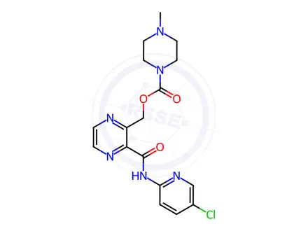 Chemical structure of (3-((5-Chloropyridin-2-yl)carbamoyl)pyrazin-2-yl)methyl 4-methylpiperazine-1-carboxylate