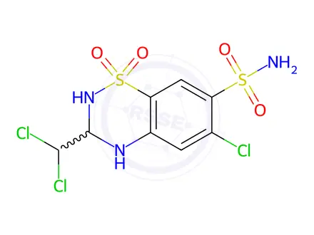 Chemical structure of Trichlormethiazide Solution in Methanol