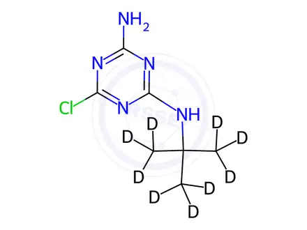 Chemical structure of Desethyl Terbuthylazine-d9
