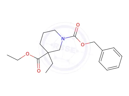 Chemical structure of Ethyl 1-Cbz-3-ethylpiperidine-3-carboxylate