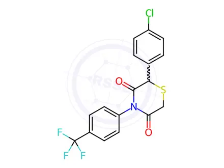 Chemical structure of 2-(4-chlorophenyl)-4-[4-(trifluoromethyl)phenyl]-3,5-thiomorpholinedione